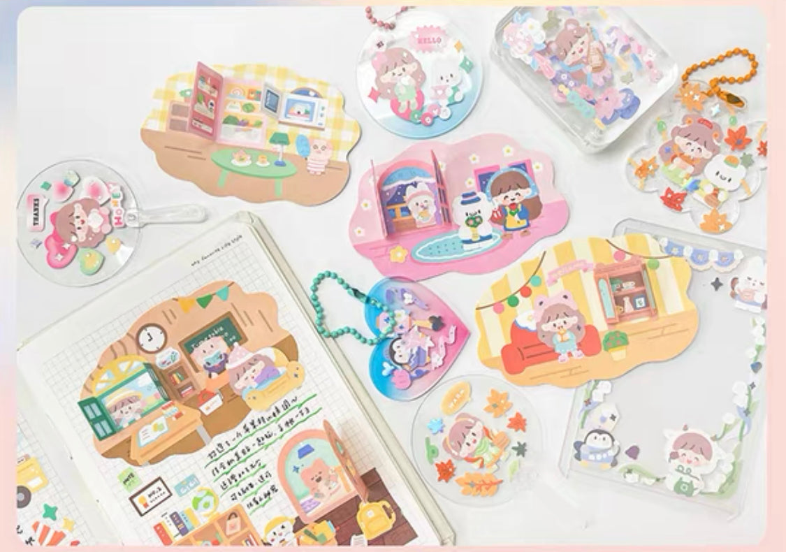 Molinta no border colorful girl sticker set 4（all 6）including 2 organ sticker