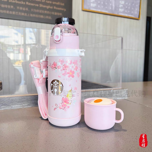 Starbucks × Thermos China 2022 Sakura Season 550ml pink sakura with bird vacuum cup（2 ways to use）