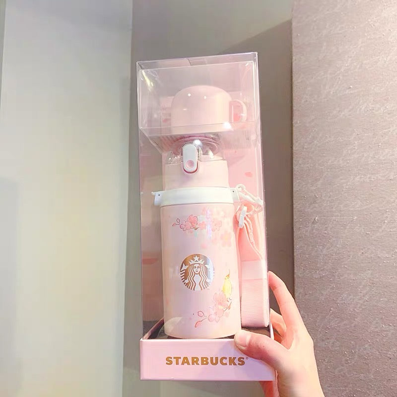 Starbucks × Thermos China 2022 Sakura Season 550ml pink sakura with bird vacuum cup（2 ways to use）