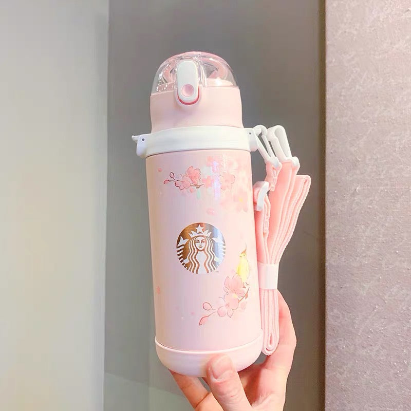 Starbucks × Thermos China 2022 Sakura Season 550ml pink sakura with bird vacuum cup（2 ways to use）