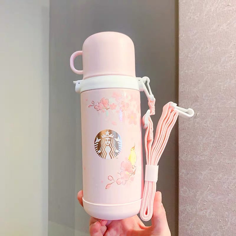 Starbucks × Thermos China 2022 Sakura Season 550ml pink sakura with bird vacuum cup（2 ways to use）