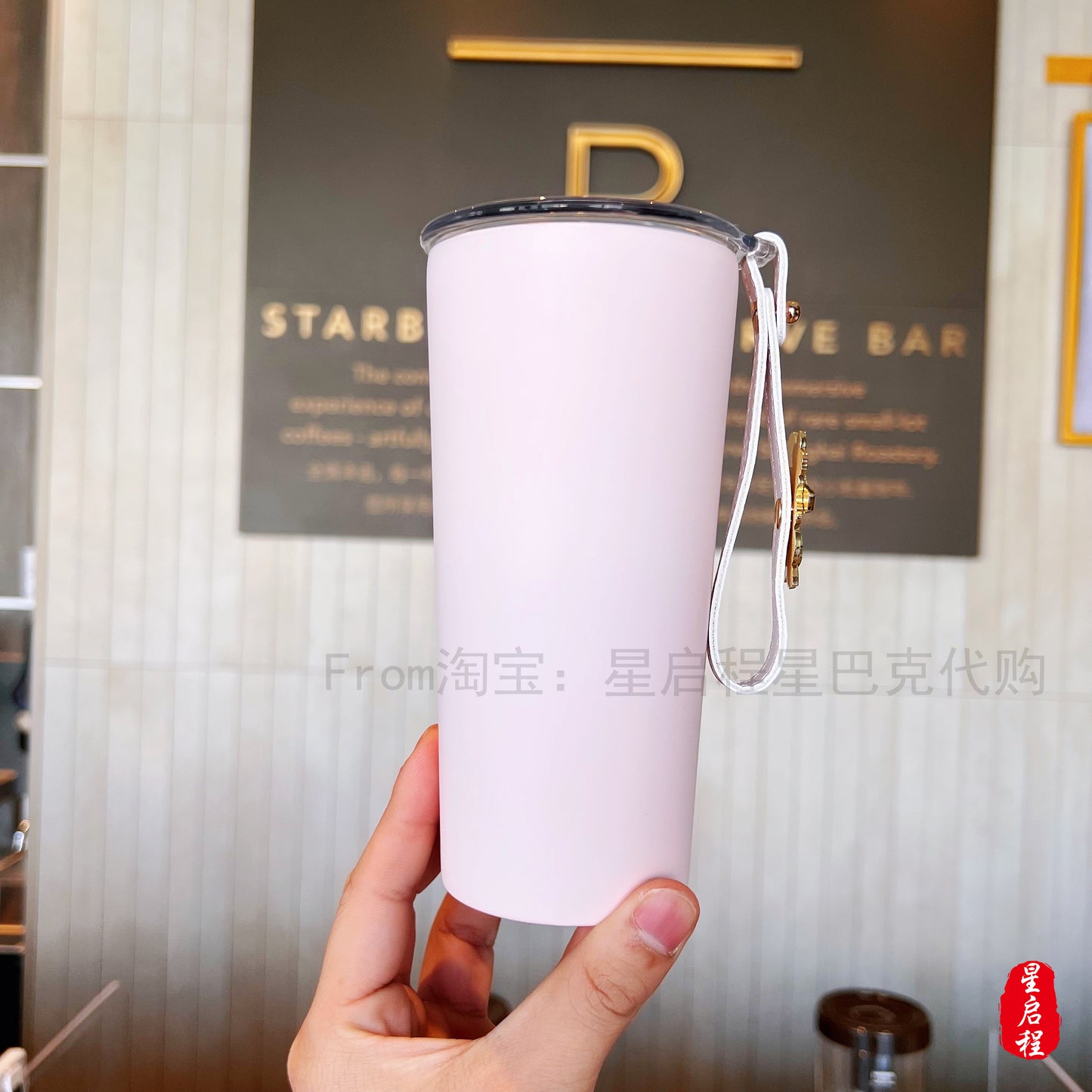 Starbucks China 2022 Sakura Season 355ml pink stainless steel cup with blue bird sakura pin