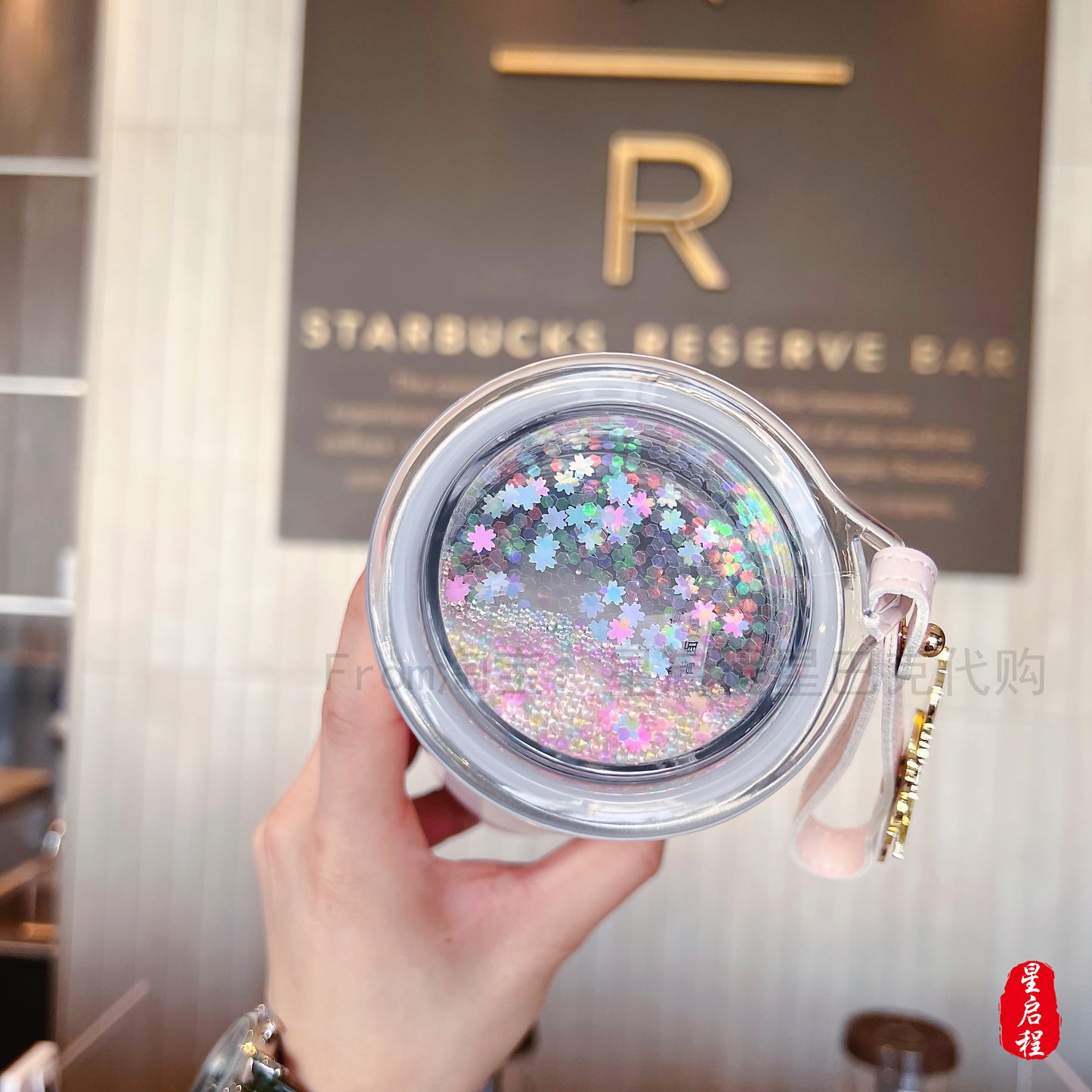 Starbucks China 2022 Sakura Season 355ml pink stainless steel cup with blue bird sakura pin