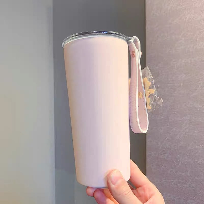Starbucks China 2022 Sakura Season 355ml pink stainless steel cup with blue bird sakura pin