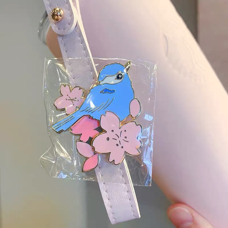 Starbucks China 2022 Sakura Season 355ml pink stainless steel cup with blue bird sakura pin