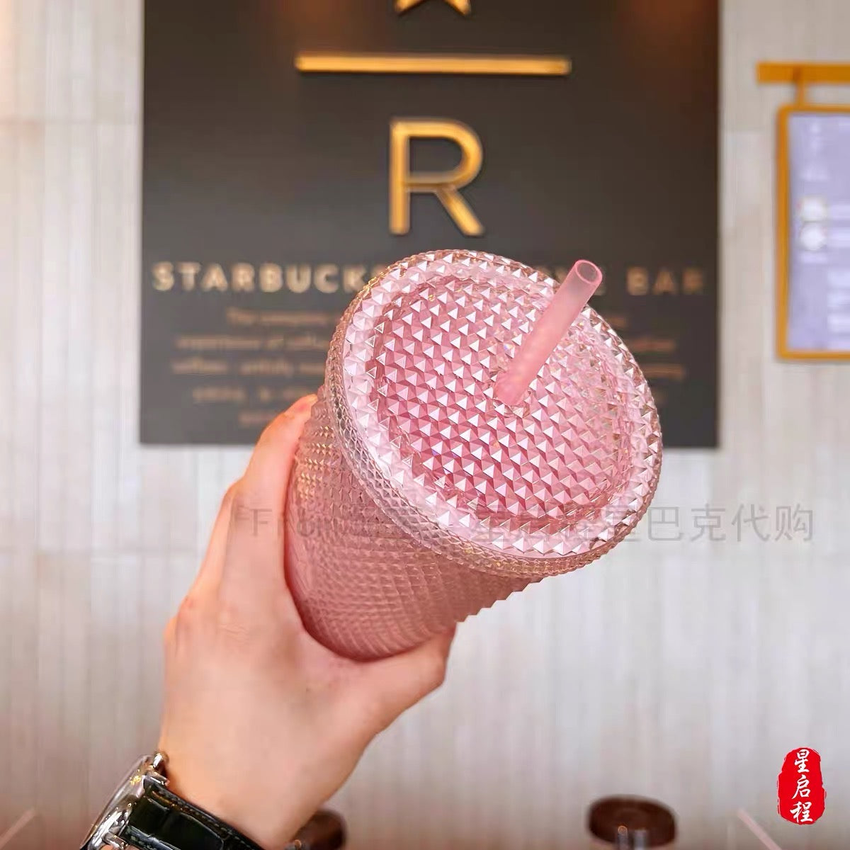 Starbucks China 2022 Sakura Season 710ml sakura pink plastics cup with straw