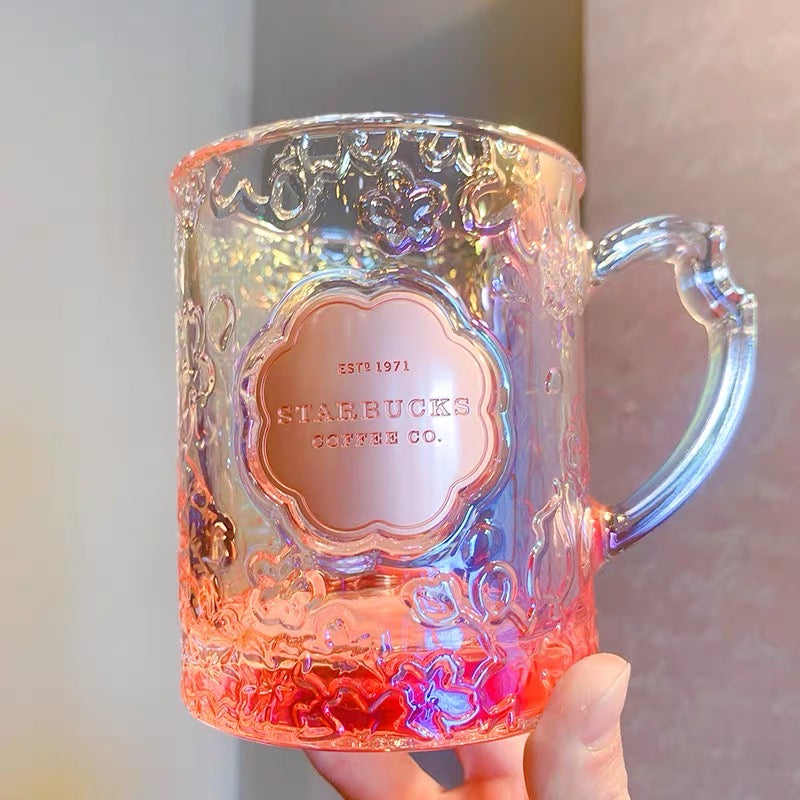 Starbucks China 2022 Sakura Season 355ml pink sakura glass cup