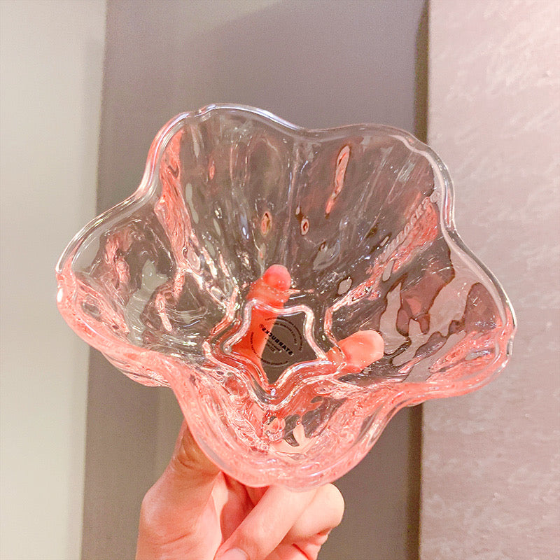 Starbucks China 2022 Sakura Season 325ml pink sakura glass bowl plate and cover