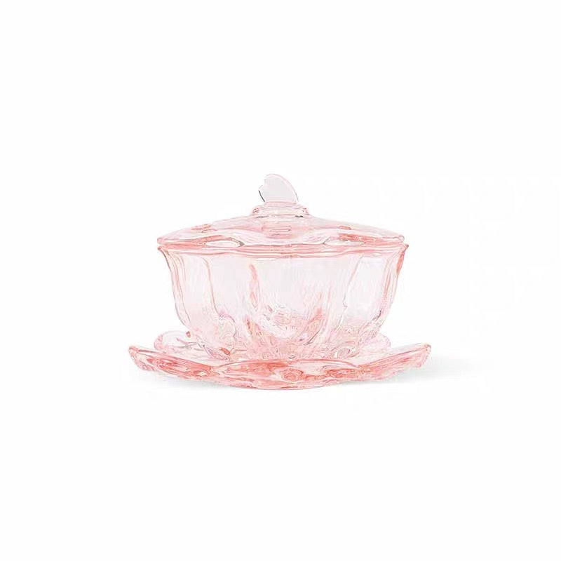 Starbucks China 2022 Sakura Season 325ml pink sakura glass bowl plate and cover