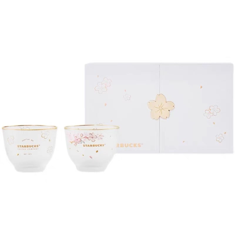 Starbucks China 2022 Sakura Season 170ml*2 pink sakura couple glass cup set box