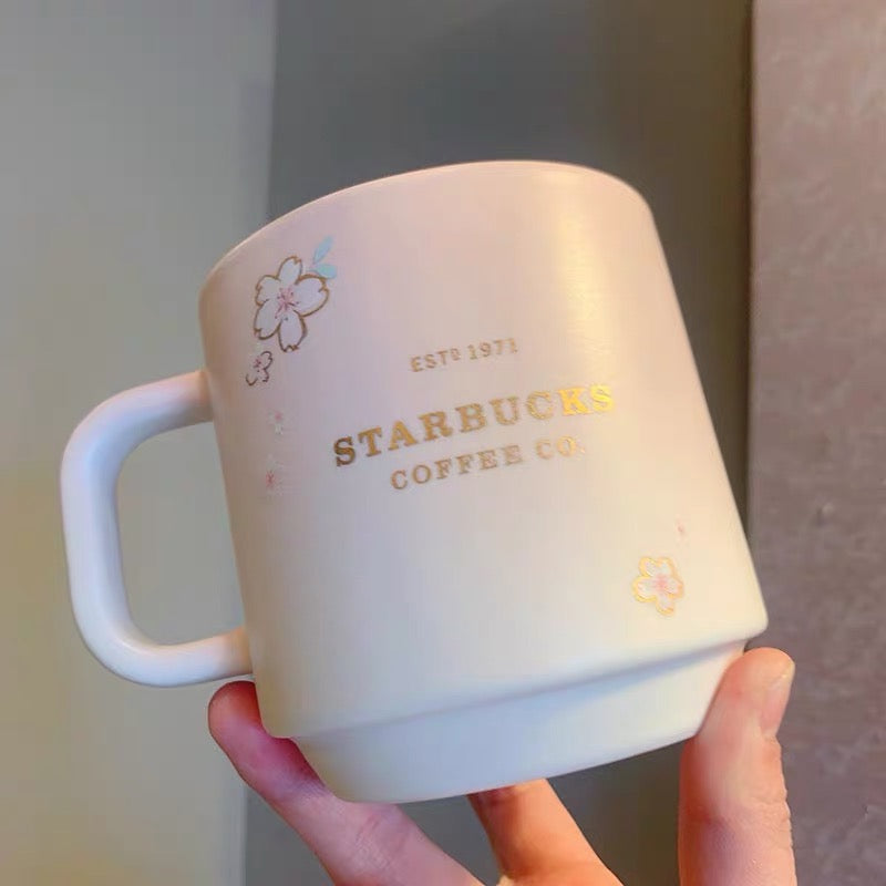 Starbucks China 2022 Sakura Season 435ml pink sakura with blue bird ceramics mug