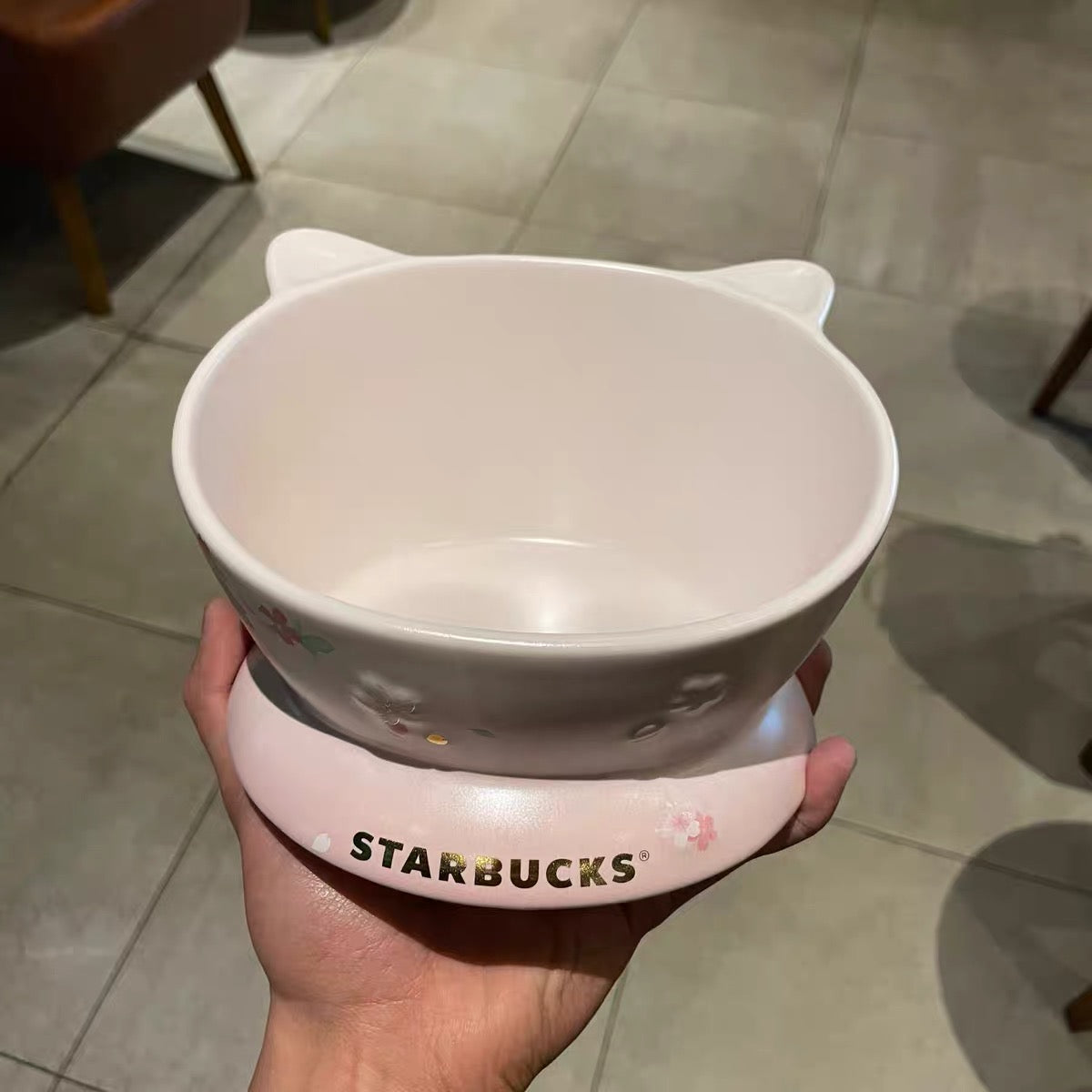 Starbucks China 2022 Sakura Season 473ml pink sakura ceramics pet bowl