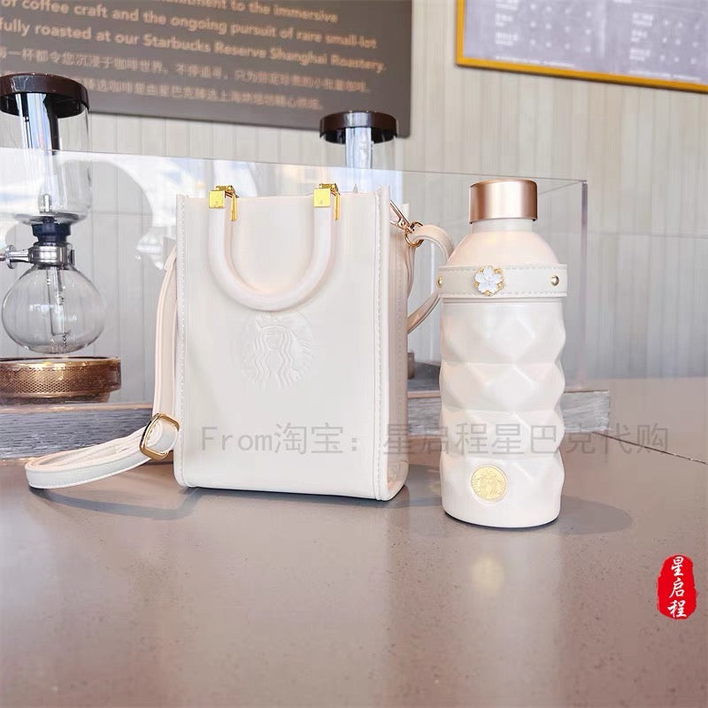 Starbucks China 2022 Sakura Season 400ml white sakura stainless steel cup with white bag