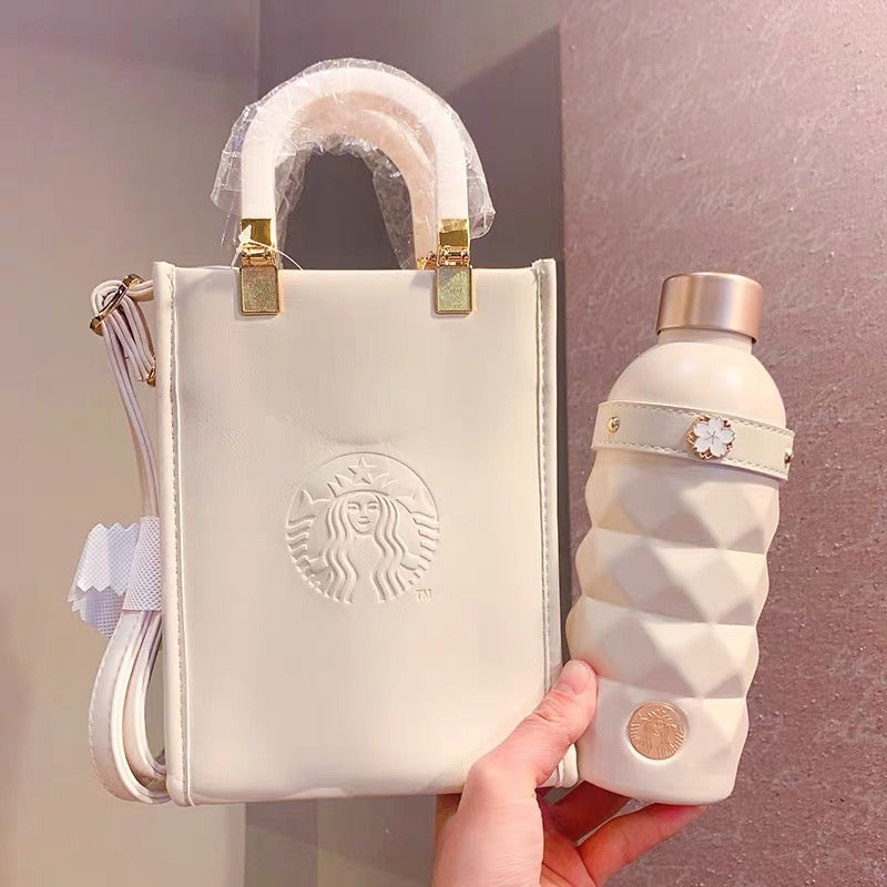 Starbucks China 2022 Sakura Season 400ml white sakura stainless steel cup with white bag