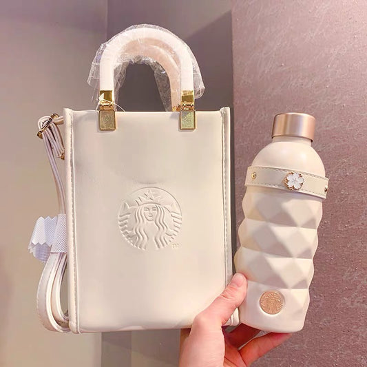 Starbucks China 2022 Sakura Season 400ml white sakura stainless steel cup with white bag