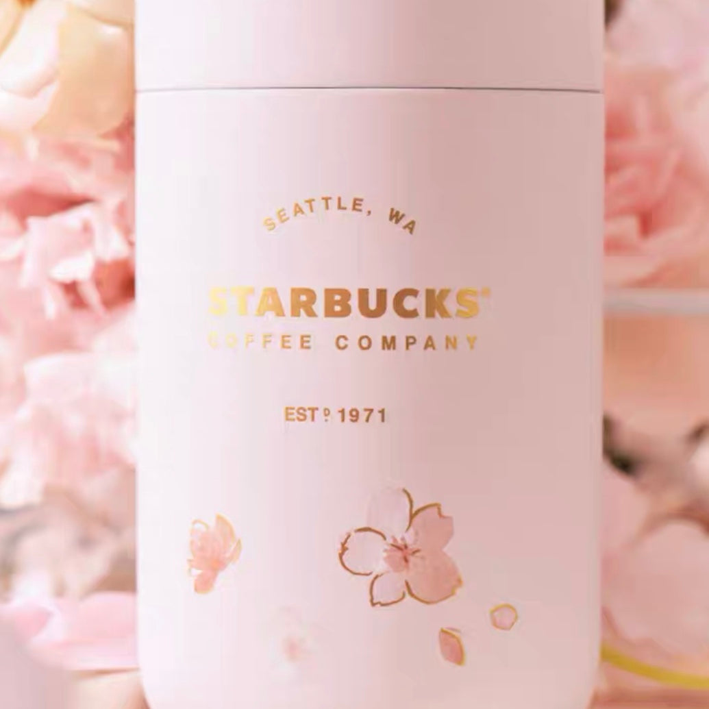 Starbucks China 2022 Sakura Season 220ml pink sakura stainless steel cup with blue bird sakura embroidery bag
