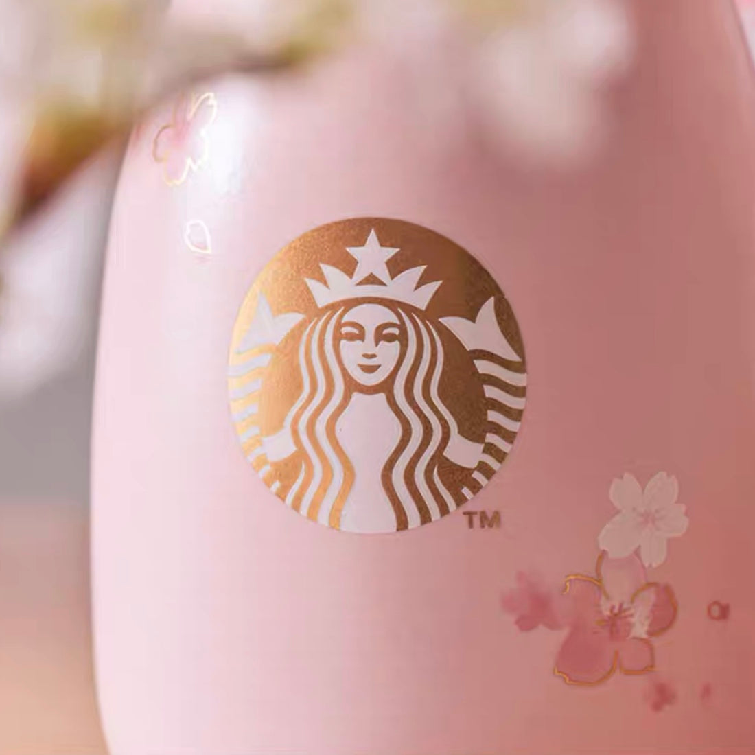 Starbucks China 2022 Sakura Season 330ml pink sakura milk can ceramics mug with straw