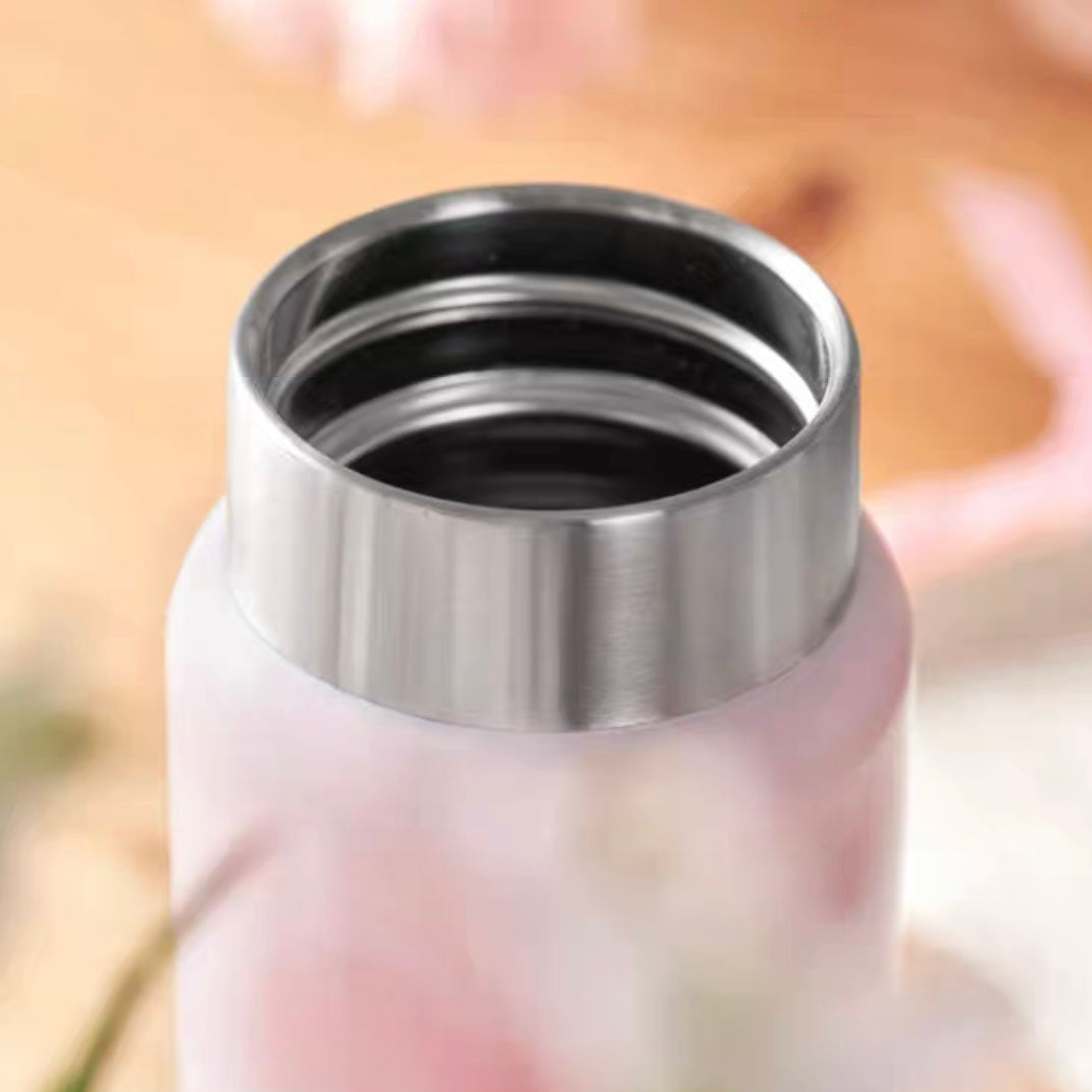 Starbucks × Thermos China 2022 Sakura Season 355ml pink sakura with blue bird stainless steel vacuum cup with tassels pendant