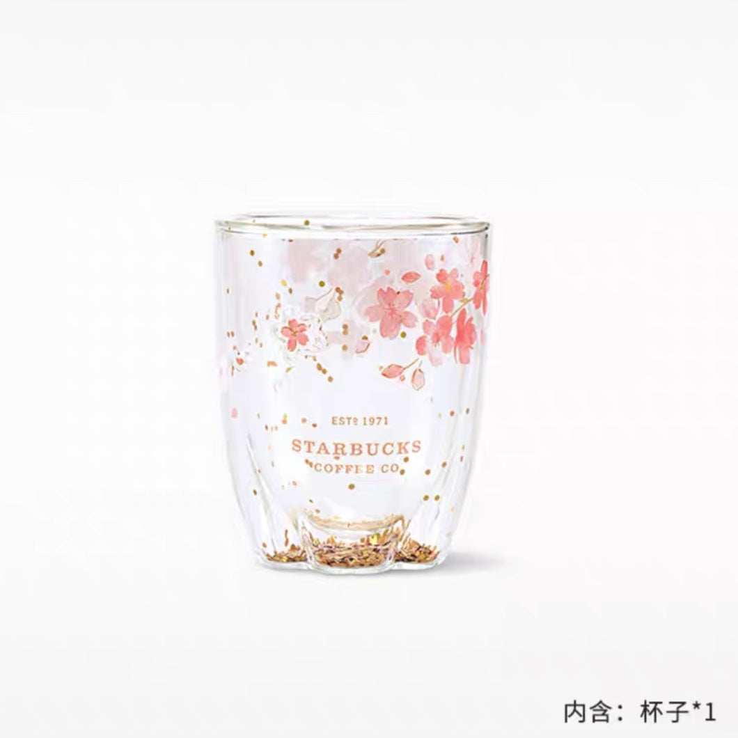 Starbucks China 2022 Sakura Season 355ml pink sakura double glass cup
