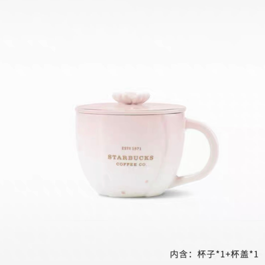 Starbucks China 2022 Sakura Season 380ml pink ceramics mug with sakura ceramics cover
