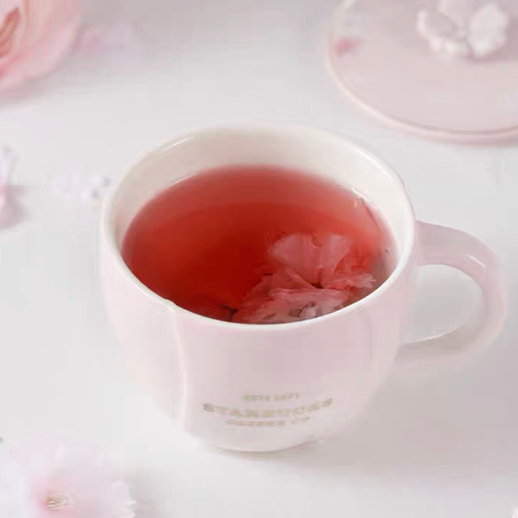 Starbucks China 2022 Sakura Season 380ml pink ceramics mug with sakura ceramics cover