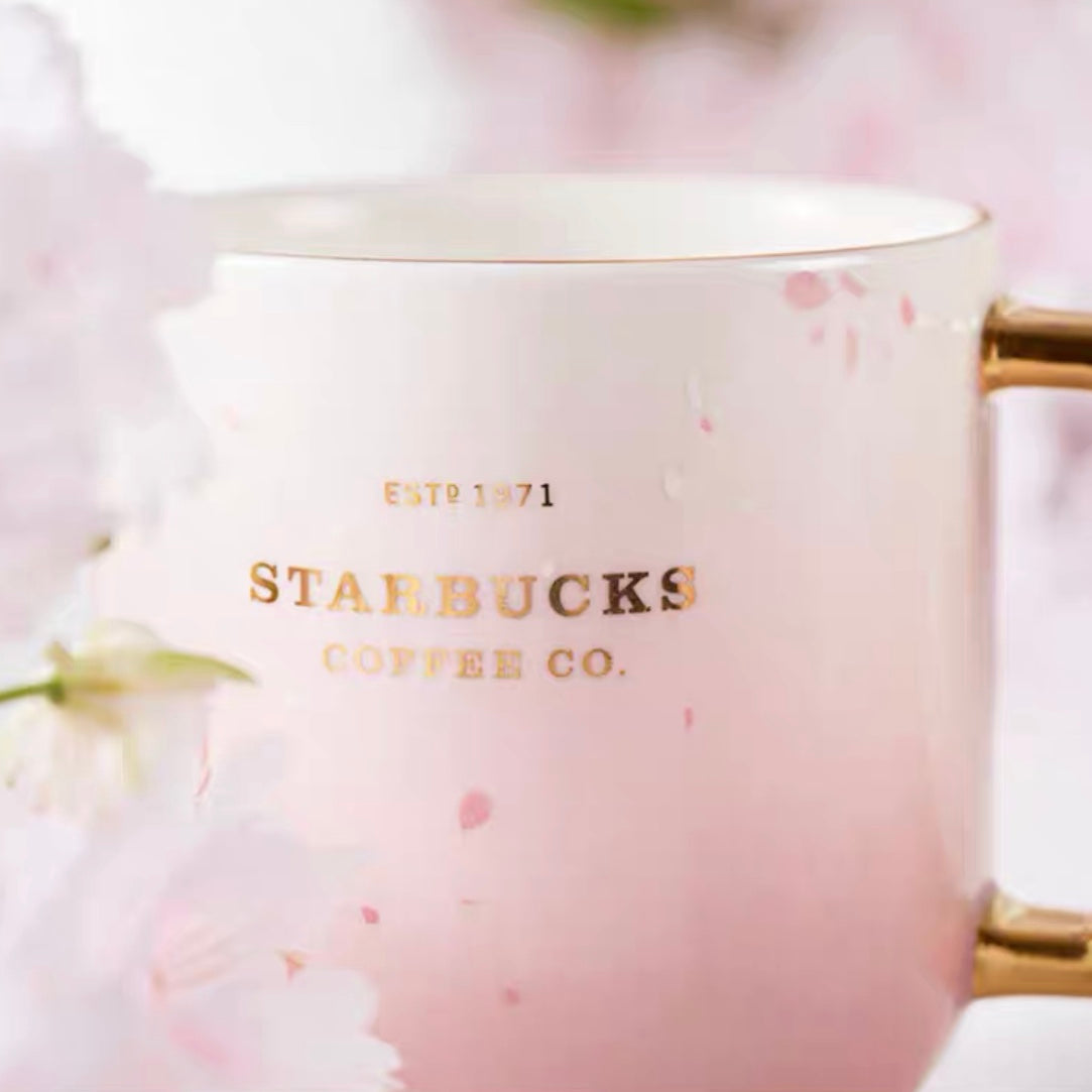 Starbucks China 2022 Sakura Season 400ml pink sakura ceramics mug with sakura stir bar