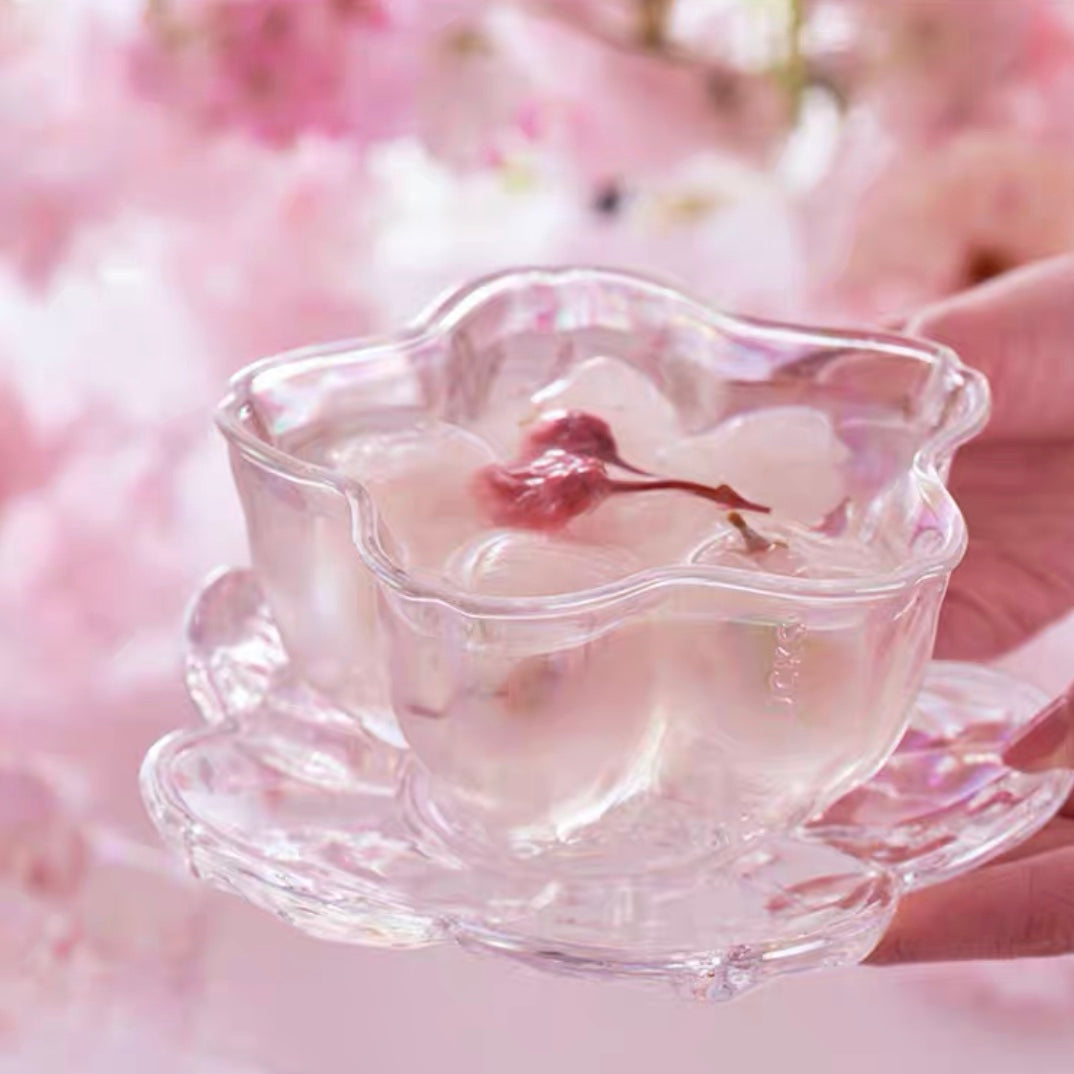Starbucks China 2022 Sakura Season pink sakura couple glass bowl and plate set box