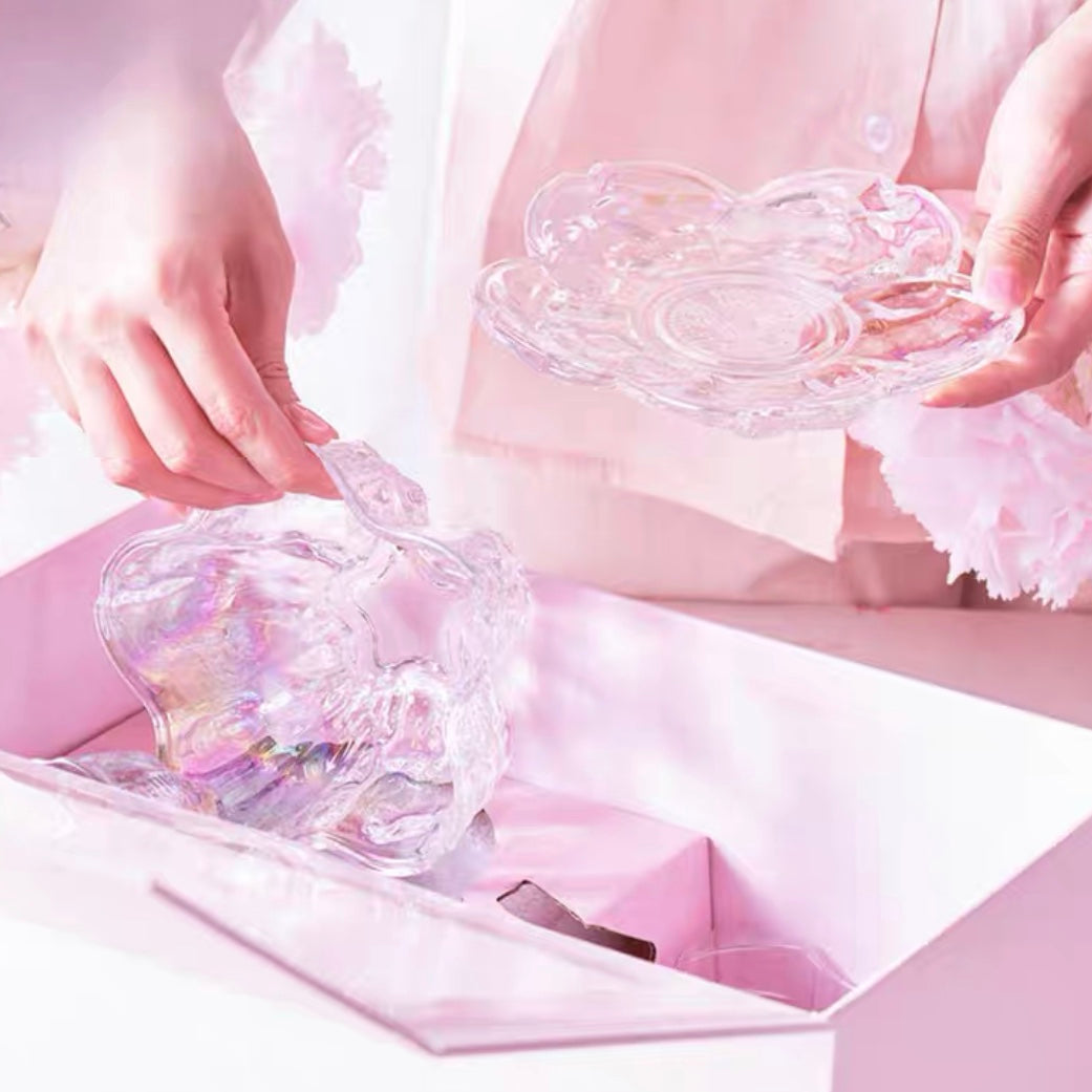 Starbucks China 2022 Sakura Season pink sakura couple glass bowl and plate set box