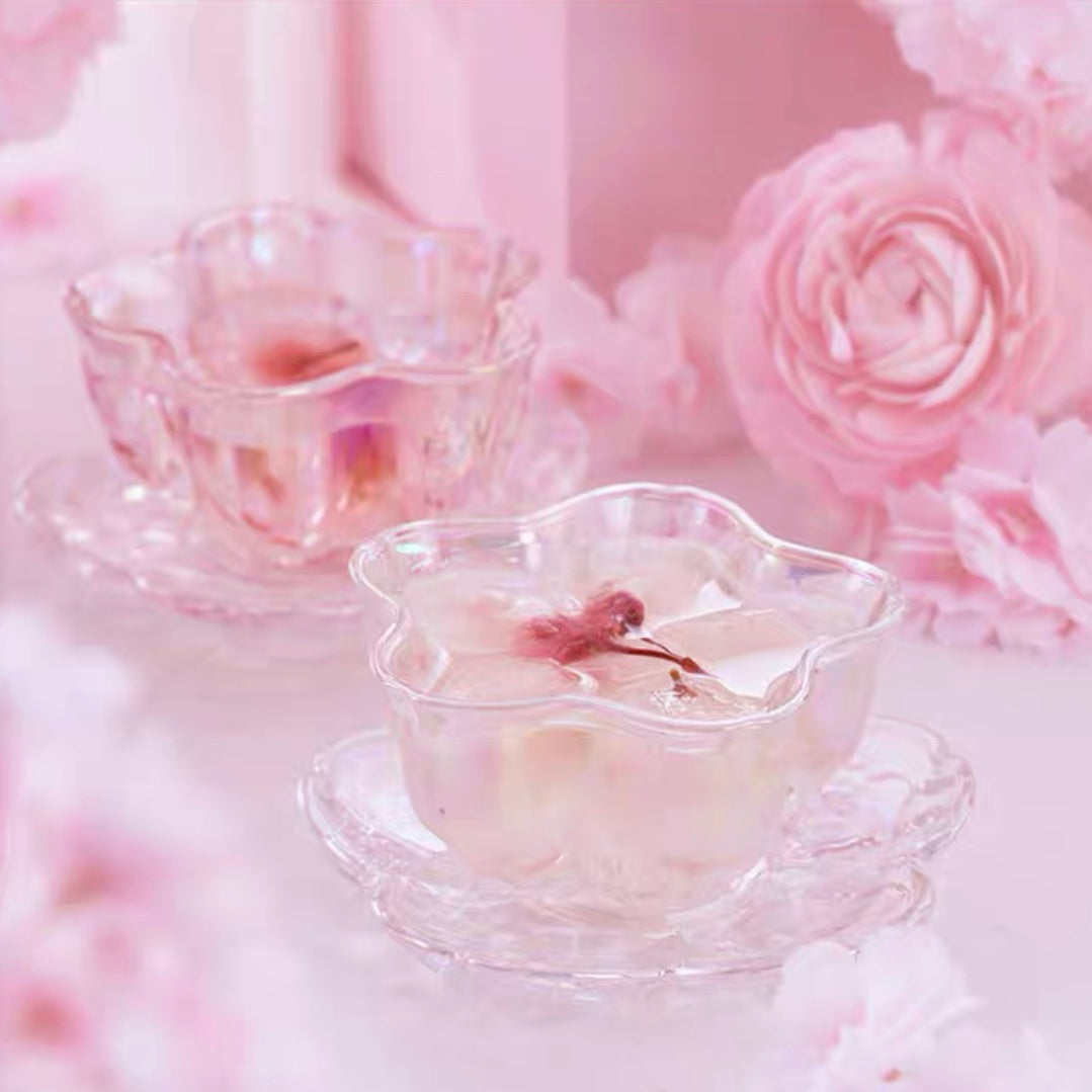 Starbucks China 2022 Sakura Season pink sakura couple glass bowl and plate set box