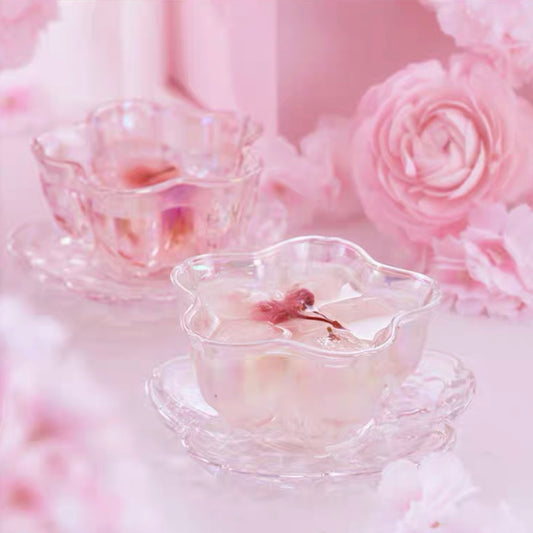 Starbucks China 2022 Sakura Season pink sakura couple glass bowl and plate set box