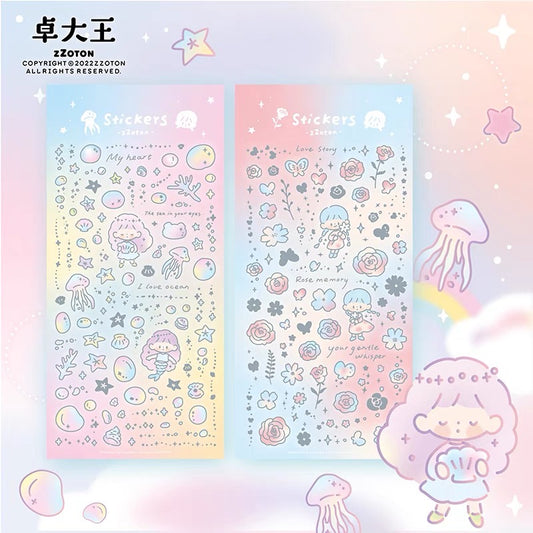 Molinta butterfly flower sea hubble-bubble blingbling pvc sticker set