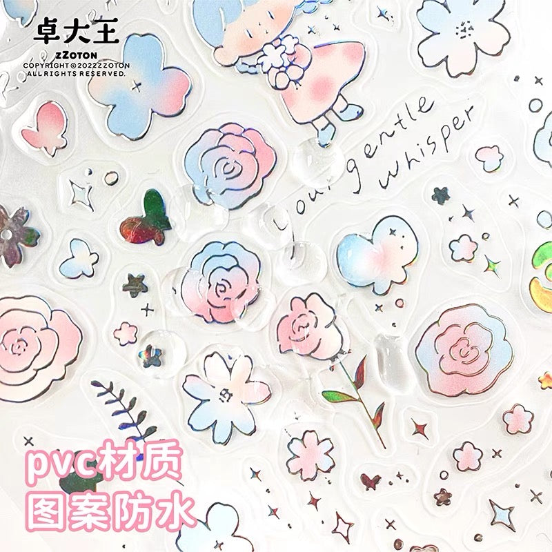 Molinta butterfly flower sea hubble-bubble blingbling pvc sticker set