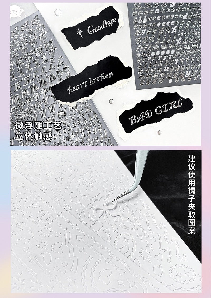 Molinta word and meteor blingbling sticker set