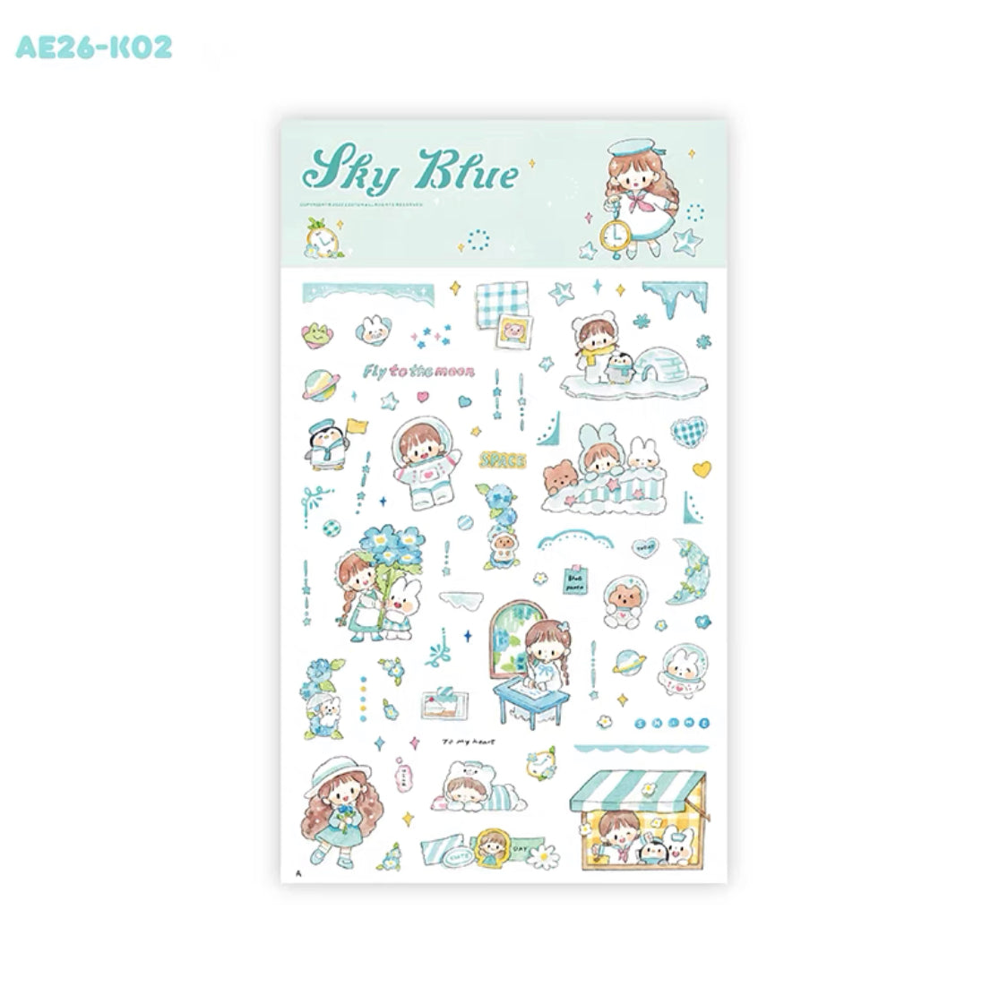 Molinta colorful sticker pack（sky blue orange）