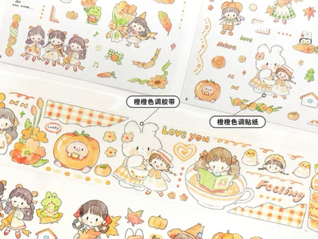 Molinta colorful sticker pack（sky blue orange）
