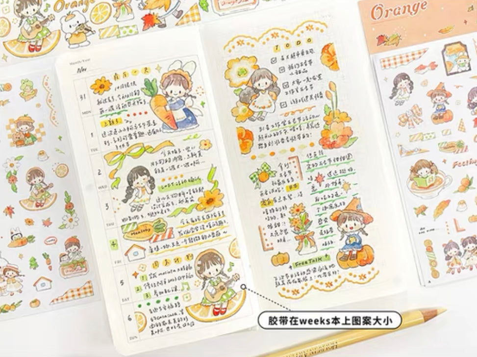 Molinta colorful sticker pack（sky blue orange）