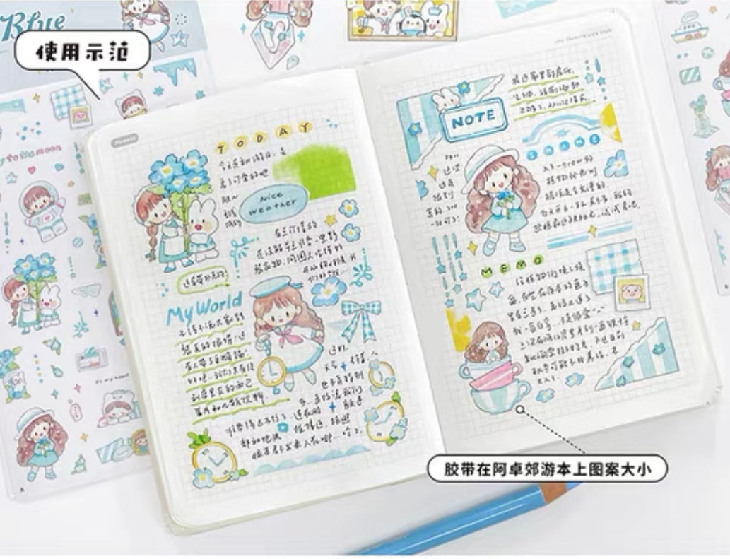 Molinta colorful sticker pack（sky blue orange）