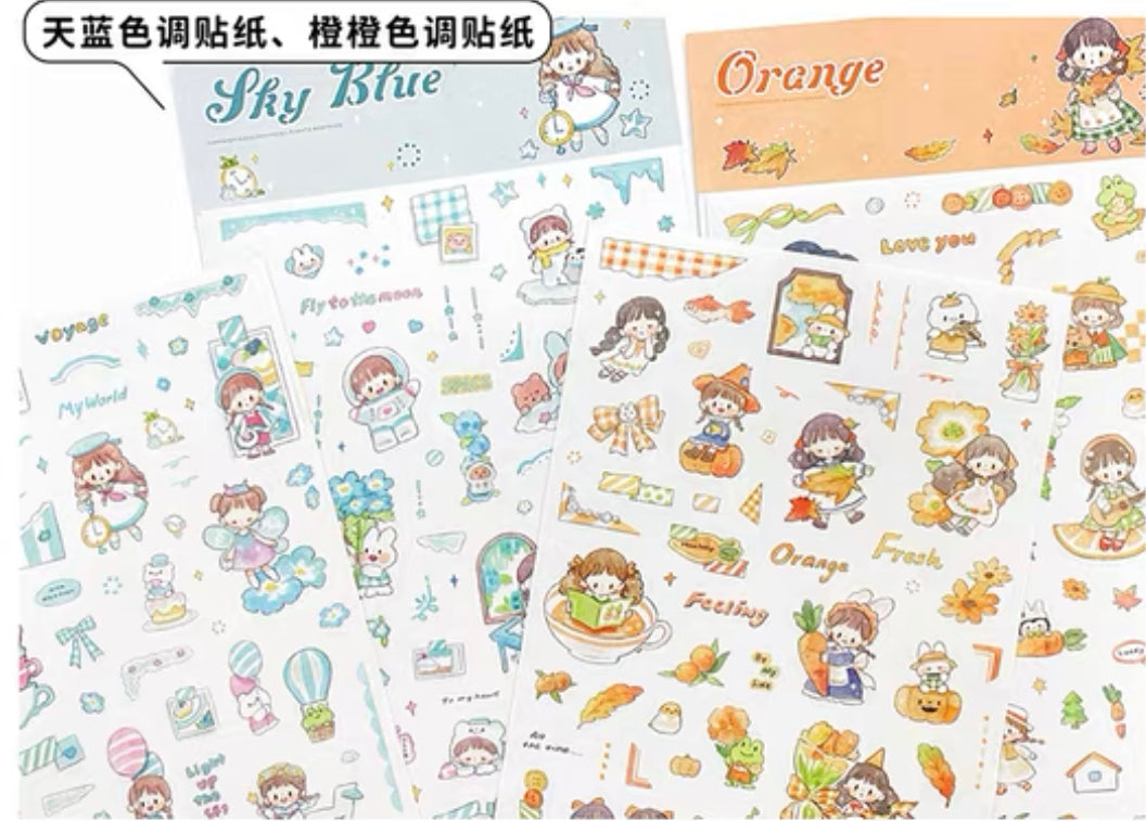 Molinta colorful sticker pack（sky blue orange）