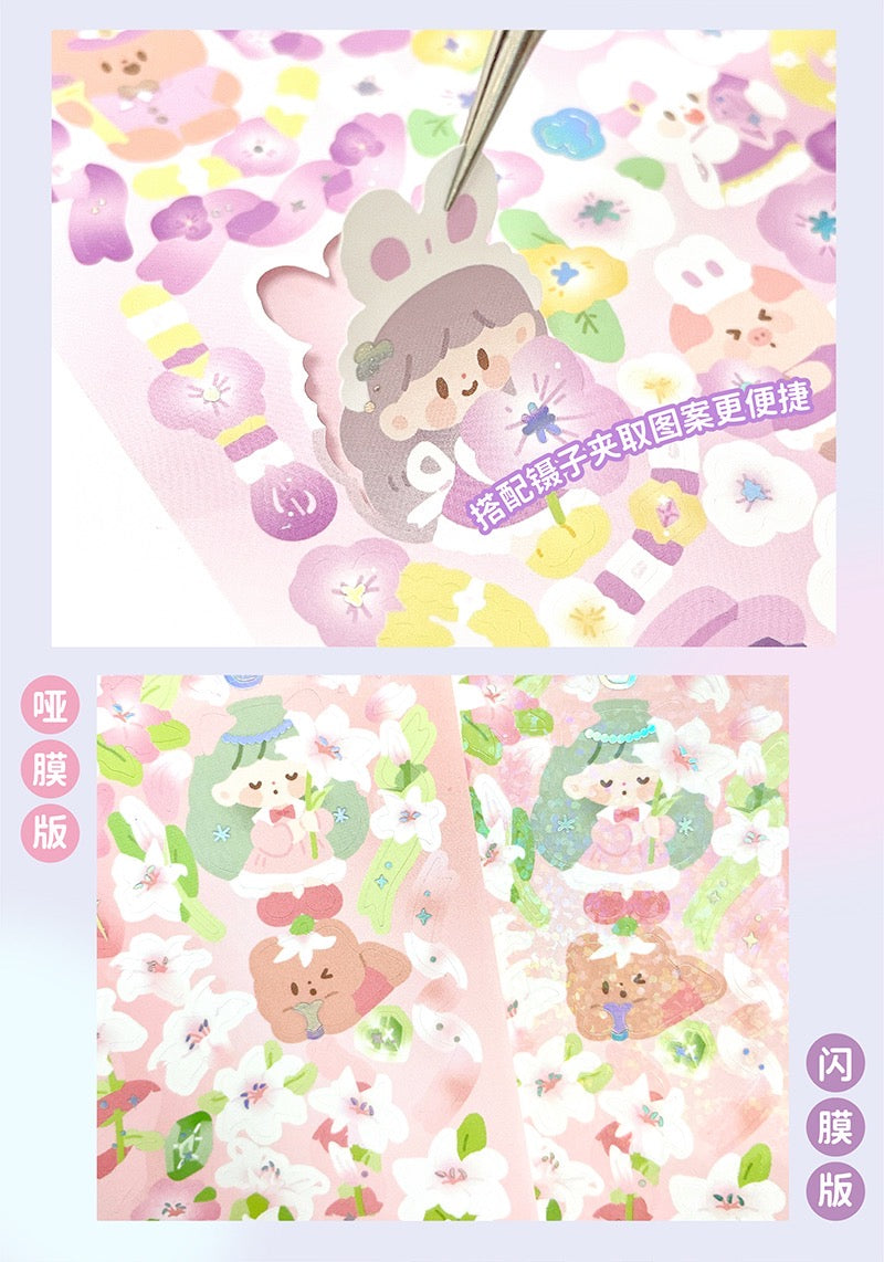 Molinta no border colorful girl sticker set 5（all 4）