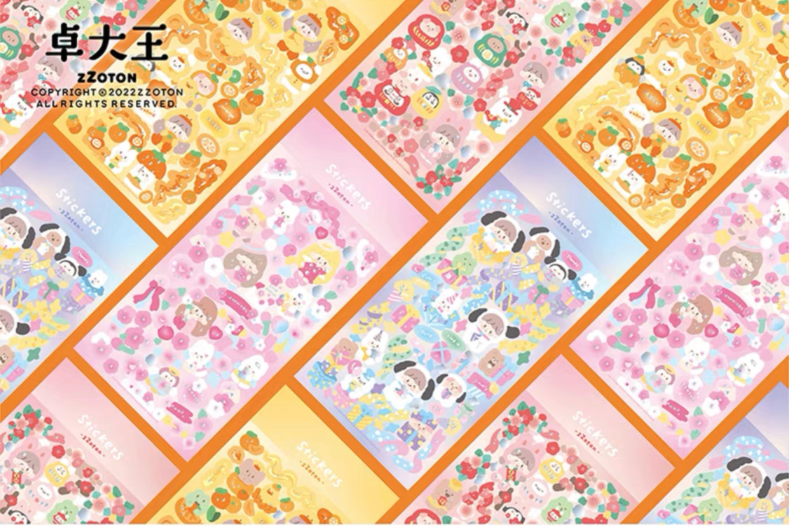 Molinta no border colorful girl sticker set 6（all 4）
