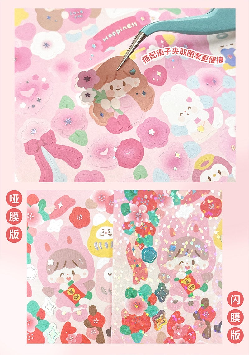 Molinta no border colorful girl sticker set 6（all 4）