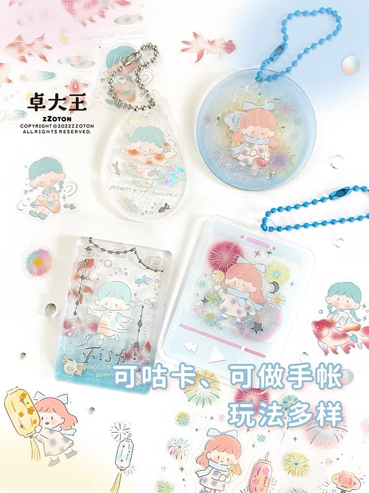 Molinta「2023 Chinese New Year」series gold fish and fireworks pvc sticker set