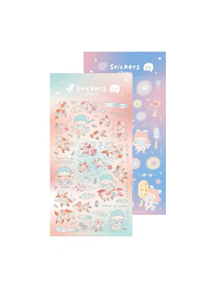 Molinta「2023 Chinese New Year」series gold fish and fireworks pvc sticker set