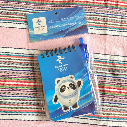 Beijing 2022 Olympic Winter Games PingDwenDwen mini notebook with ballpoint pen（blue）