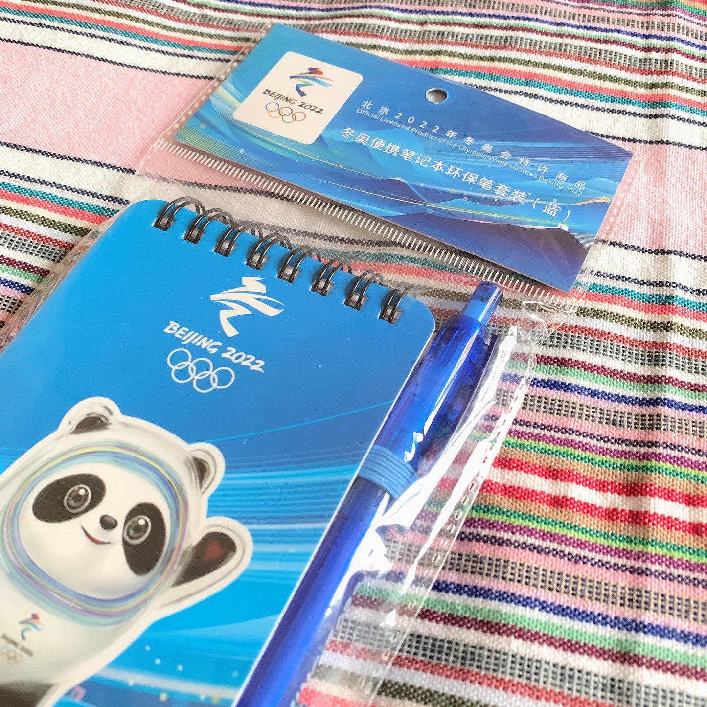 Beijing 2022 Olympic Winter Games PingDwenDwen mini notebook with ballpoint pen（blue）