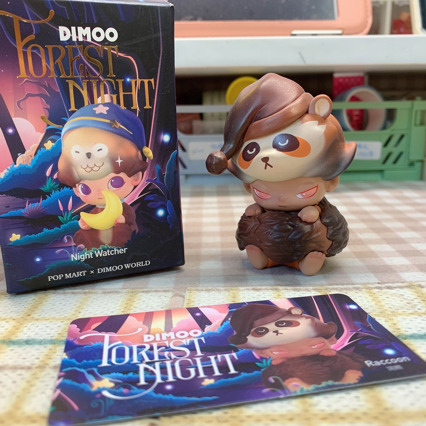 【PRELOVED and SALE 】POPMART Dimoo blind box toy Forest Night series Raccoon