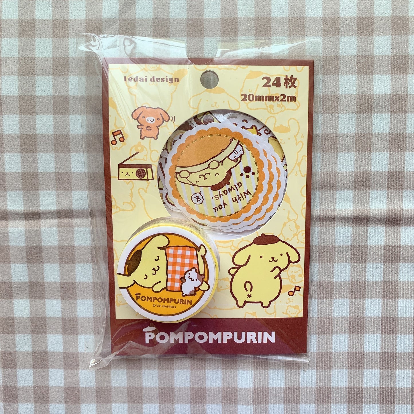 sanrio pompompurin sticker pack with washitape set