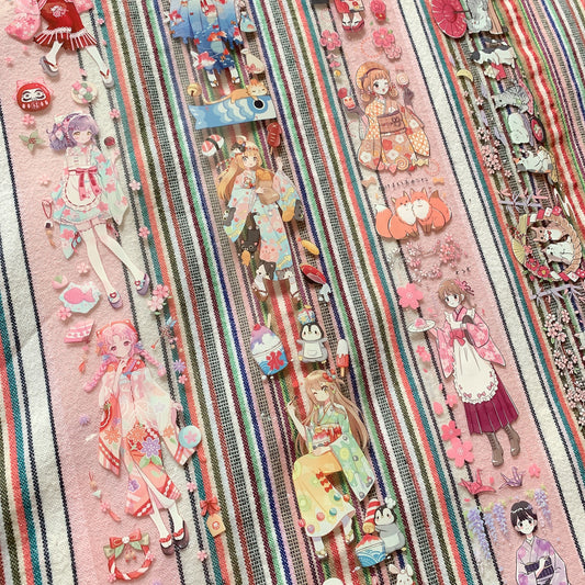 Japanese style kimono theme PET tape sample set