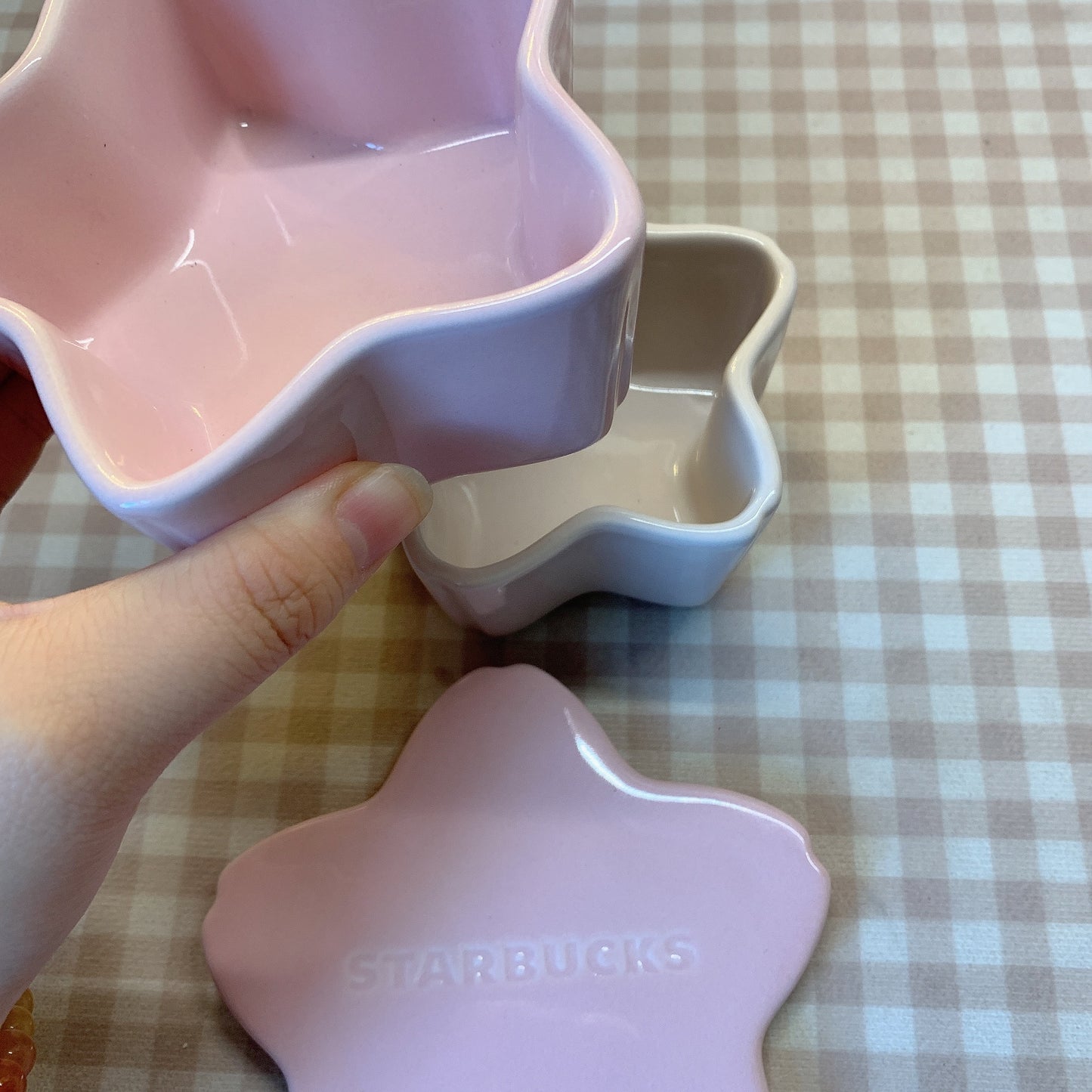Japan Starbucks 2021 Sakura season ceramics double storage box