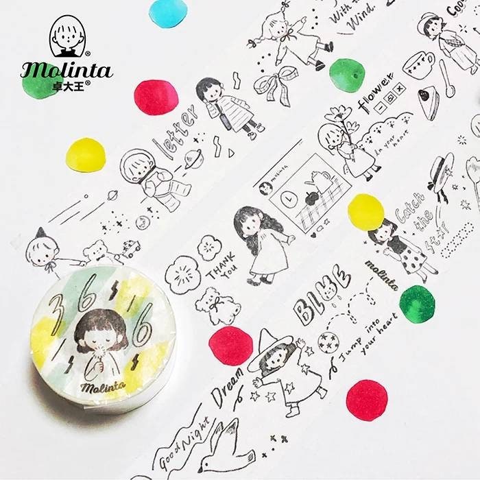 Molinta black and white little girls washitape